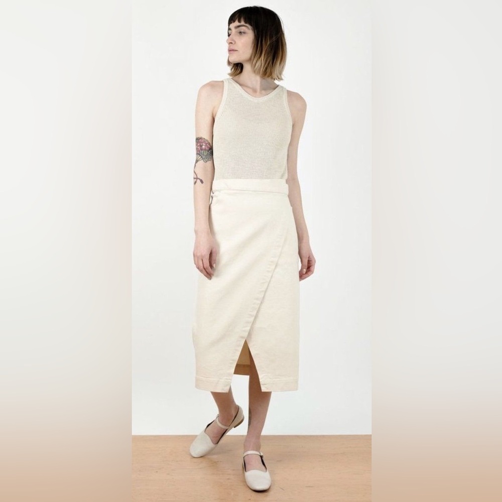 NWT Micaela Greg Natural Denim Wrap Skirt - Picture 1 of 16